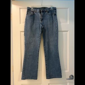 - - - - - LRL women's blue denim jeans, size 8 straight leg.  excellent co…